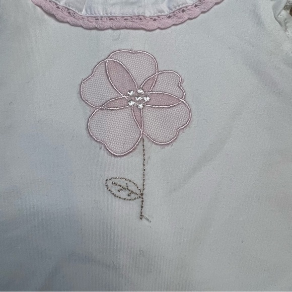 Mayoral Pink Embroidered Flowers Ruffles Blouse Eyelet Shorts Set 1-2 Months - Picture 7 of 7